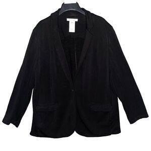 Philosophy Women XXL Black One Button Blazer Knit Quiet Luxury Professional Soft